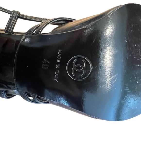 CHANEL Black Slingback Heels Pumps Size 40/Size 10 - Picture 7 of 12